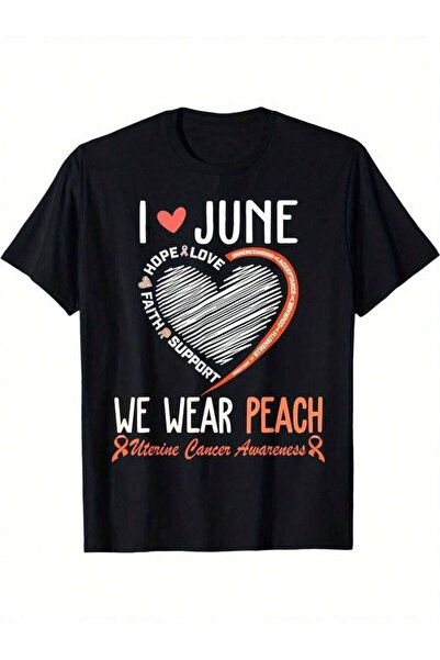 Astogria13 تي شيرت رجالي من Awaness - تصميم June We Wear Peach Heart مع عبارة...