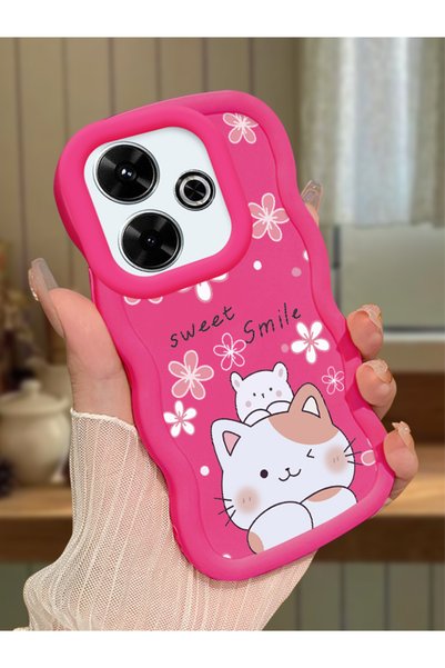 Hontinga Redmi 13 4g Compatible Case Camera Protector Red Silicone Couple Pho...