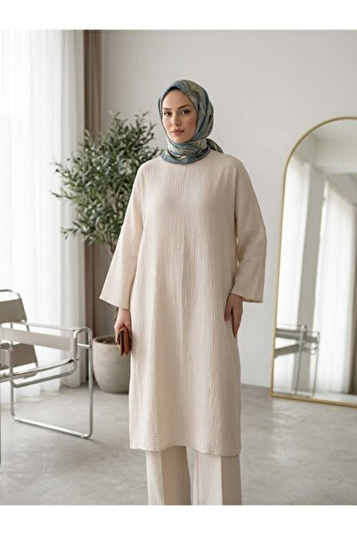 Foremia Reklam Kol Muslin Dress-Stone
