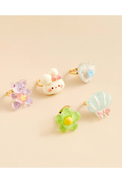 REDTAG Girls Assorted Ring Set (Pack of 5)