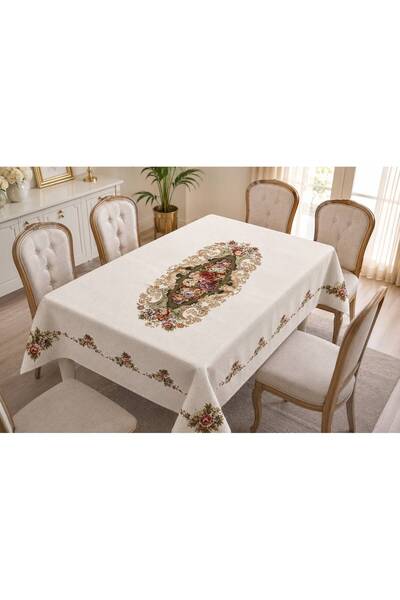 Yeshome Collection غطاء طاولة طعام وغرفة معيشة منسوج بنمط زهور يتسع لـ 8-10 أ...