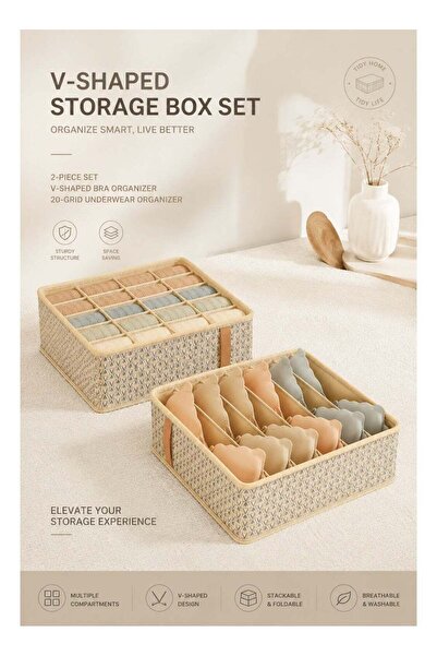 SOFTEN SOTEN 2 Pcs Underwear Sock Bra Organizer Drawer Storage Box Set, Folda...