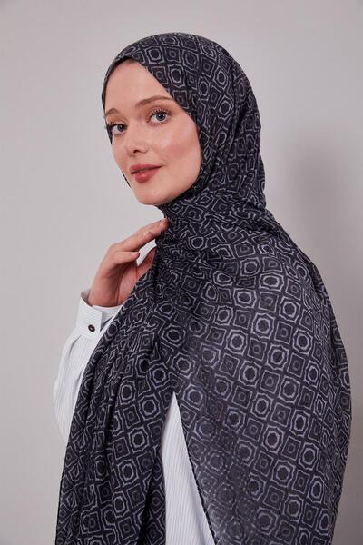 Levidor شال كريز كومفورت بنمط بلاط أسود - رمادي
