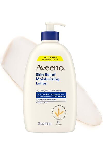 AVEENO لوشن مرطب للبشرة الحساسة يدوم 24 ساعة، مع زبدة الشيا الطبيعية ومركب ال...