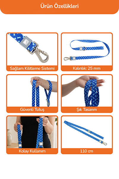 GOBYPET Köpekler İçin Dayanıklı Ve Güvenli, Desenli Gezdirme Tasması ( 25mm )