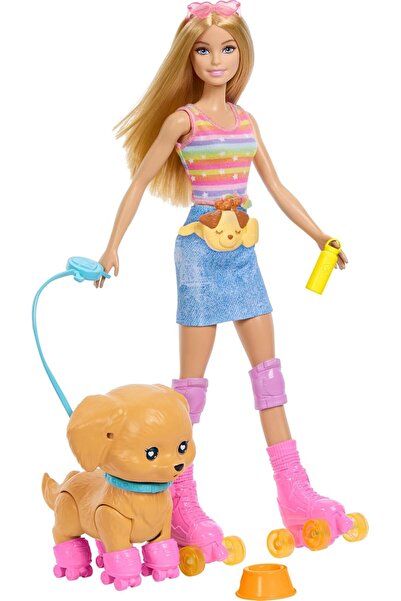 Barbie Evcil Hayvanlar Paten ve Koşu Yavrusu Sarı Saçlı Bebek, Yavru Patenler...