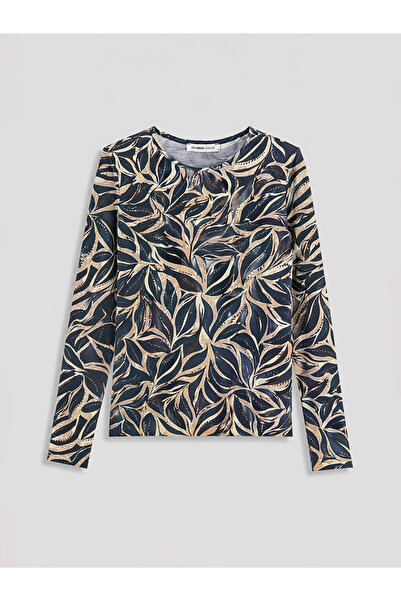 LC Waikiki Black Crew Neck Patterned Women's T-Shirt