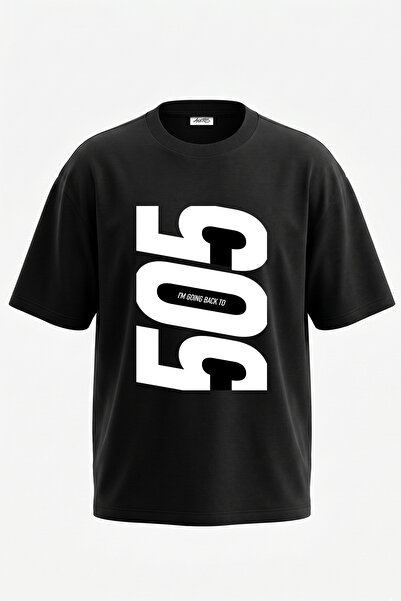 Anetos Streetwear Graffiti Design Τυπωμένο Oversize Μαύρο T-Shirt