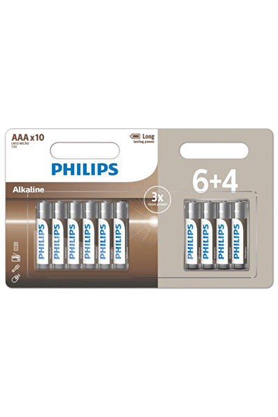OEM PHILIPS ΜΠΑΤΑΡΙΑ ΑΛΚΑΛΙΚΗ AAA (6+4τεμ) - (ΜΕ ΦΟΡΟ 0,20€)