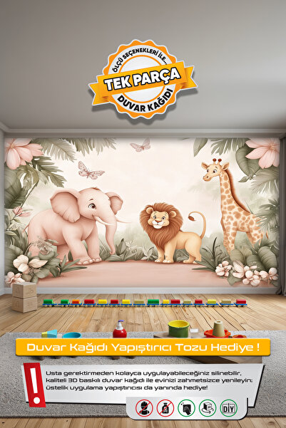 DECOMALL (Kids-12) Çocuk Bekek Genç Odası Tek Parça Duvar Kağıdı Kabartmalı 3...