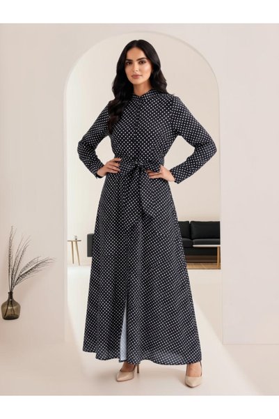 FNM Black Polka Dot Midi Dress