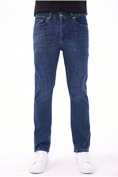 blayn jeans بنطلون جينز رجالي من القطن المرن باللون الأزرق الداكن، لا يترك عل...