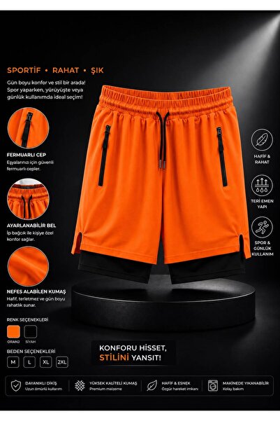 mikam Men's Tight Shorts Sports Parachute Fabric Waterproof Tights Bi̇ti̇şi̇k