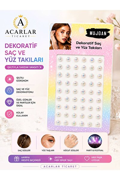 Acarlar Ticaret Kadın İncili Sticker Saç Ve Vücut Yüz Taşı