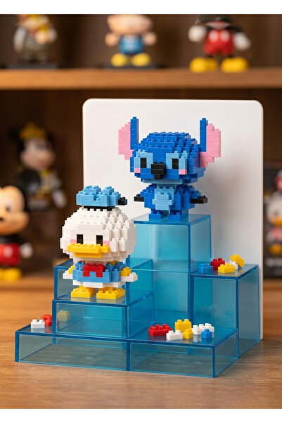 New Block Stitch ve Donald duck 3D yapboz İkili Set - Mikro Blok Yapım Seti -...