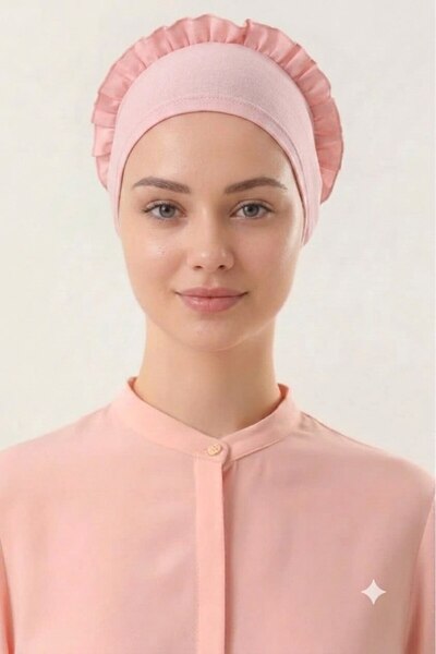 FLORA TEKSTİL Hijab Ruffled Bonnet Bun Shawl Bon23502 - Tr