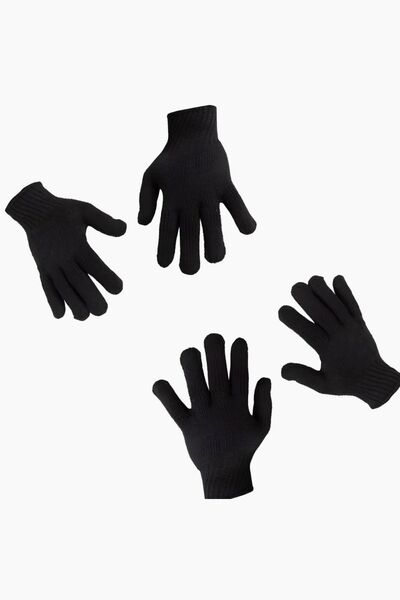 AEE® 2 Çift Kışlık Eldiven – Unisex Örme Siyah Eldiven | Erkek Kadın Eldiven | Sıcak Tutan Yumuşak K
