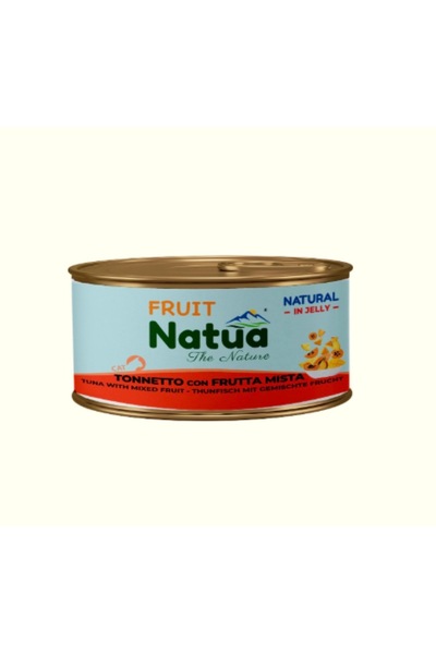 Natua طعام رطب للقطط البالغة بنكهة التونة مع الفواكة المشكلة 85 غ