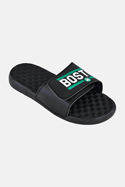 iSlide Men Boston Celtics Bar Logo Slip On Slides, Black