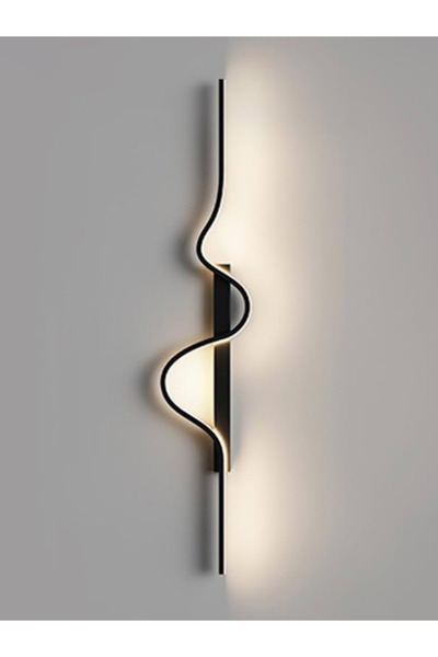 Generic Brand Modern Wave LED Wall Sconce - Black Curved Strip Light Fixture ...