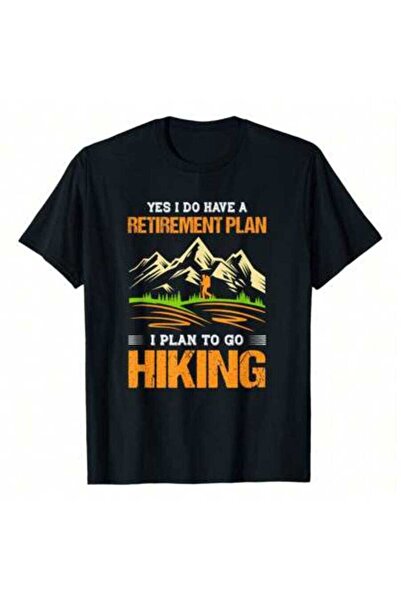 45 BPM تي شيرت Hiking Retirement Plan Hiker Mountain، 220 جرام من القطن الخال...
