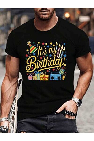 45 BPM تي شيرت بتصميم ثنائي الأبعاد Happy Hirt Tall 'This Is My Birthday' - ت...