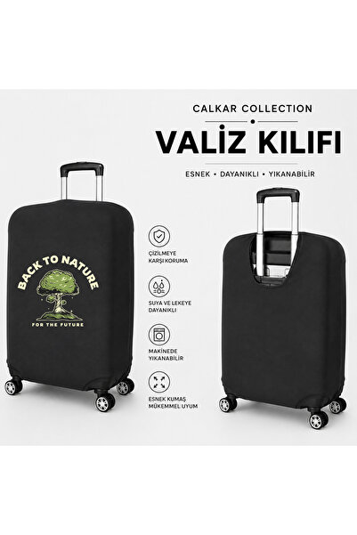 CALKARCOLLECTION غطاء حقيبة سفر أسود مطبوع من Travel Mode4، واقي للحقائب