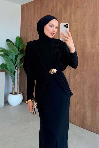 Hazamoda فستان ساندي لوتس أسود
