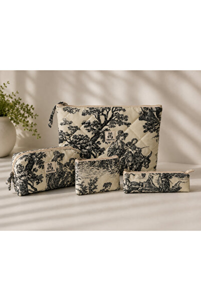 ERGULA Vintage Patterned 4-Piece Bag Set – Laptop & Tablet Bag, Makeup Bag, P...