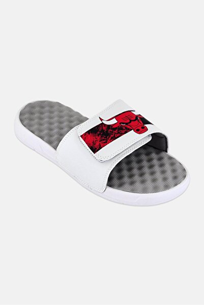 iSlide Men Chicago Bulls Distressed Slip On Slides, White