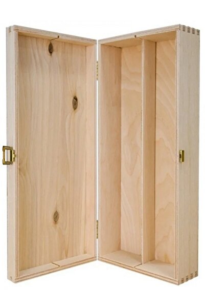 INATECH Cutie din Lemn pentru 2 Sticle de Vin, 335 x 185 x 95 mm, Capac cu Ba...