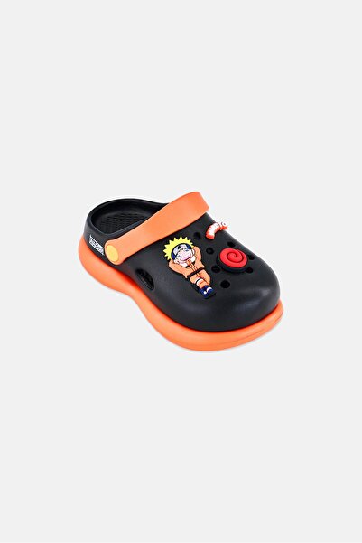 NARUTO حذاء سهل الارتداء للأولاد الصغار، أسود