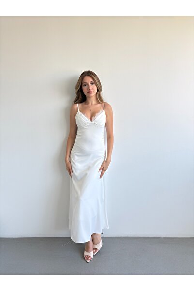 bbeox.com Saten Dantelli Elbise