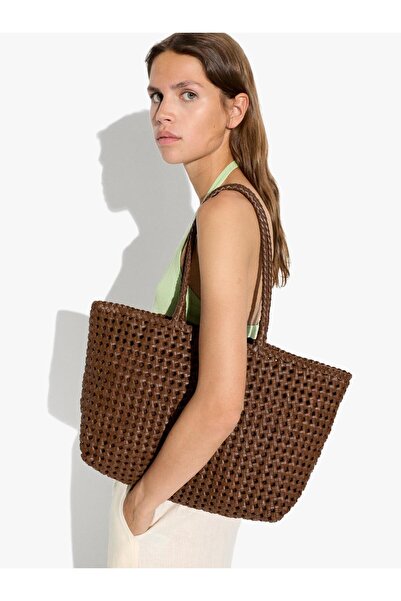 PARFOIS Kadın Örgü Deri Shopper Çanta