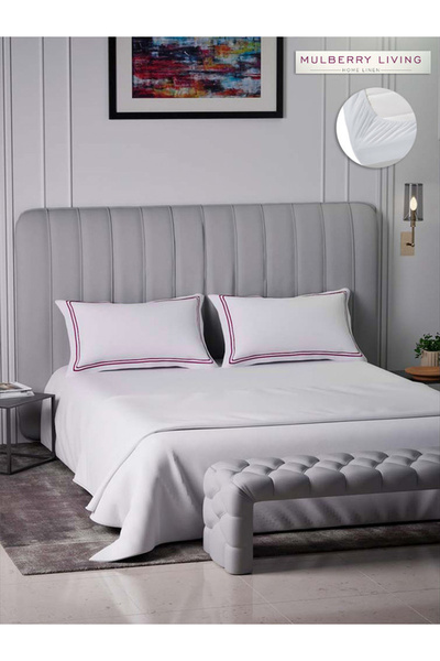 Mulberry Living By Styli ملاءة سرير كينج من القطن 100% مع غطاءين للوسائد - 40...