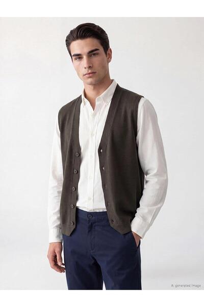 LC Waikiki Regular Fit V-Neck Men's Knitwear Vest (W6)