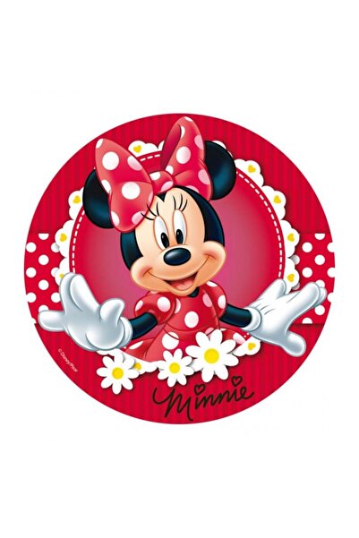 minnieemouse temalı yenilebilir pasta üstü baskı şeker hamuru 20x20