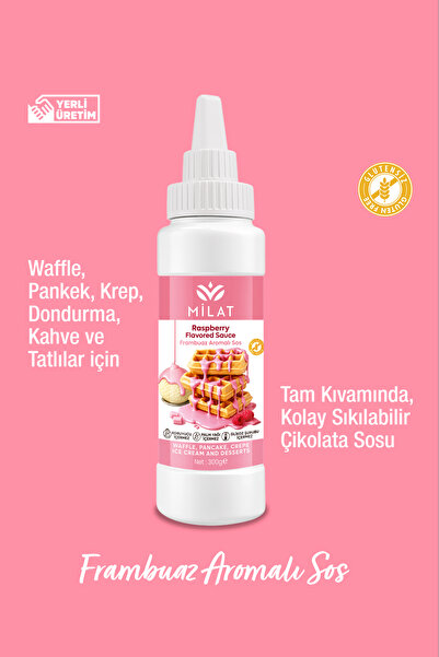 Milat Frambuaz Aromalı Tatlı Sos 300 g - Waffle & Krep & Pankek & Tatlı & Don...