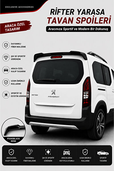 ModGR-Dizayn PEUGEOT RİFTER ARACA ÖZEL ÜRETİM YARASA SPOİLER FİBER A+ (PİANOB...