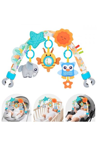 MalPlay Arcada cu jucarii suspendate pentru carucior copii Blue Owl, culori i...