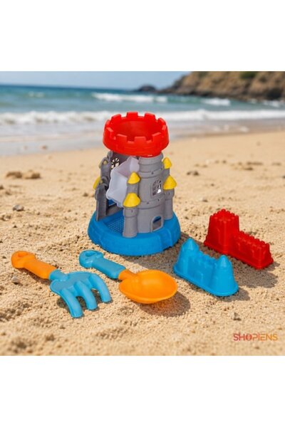 SHOPIENS Set de jucării de plajă Castel și Moara de Apă cu 4 accesorii pentru...