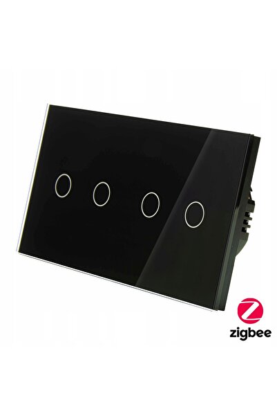 İNDUAL Întrerupător tactil dublu (2 + 2) Zigbee Fără N Tuya Negru