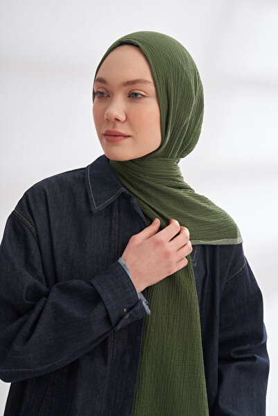 ARMANDA شال من الموسلين ASM3352-1044 أخضر صنوبري