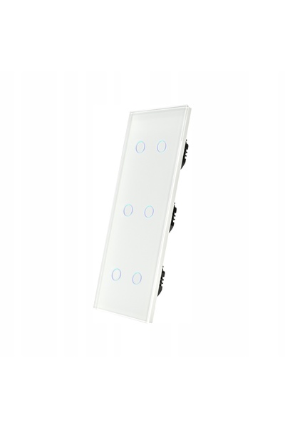 İNDUAL 2+2+2 Comutator tactil din sticlă cu șase butoane, montaj vertical, alb