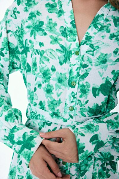 MY GRS Bürümcük Blue Short Shirt Dress 3057