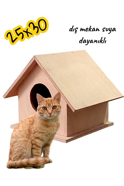 ncy Ahşap Kedi Yuvası Dış Mekan Suya Dayanıklı 26x26x30 Cm