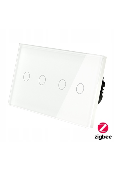 İNDUAL Întrerupător tactil dublu (2 + 2) Zigbee Fără N Tuya Alb
