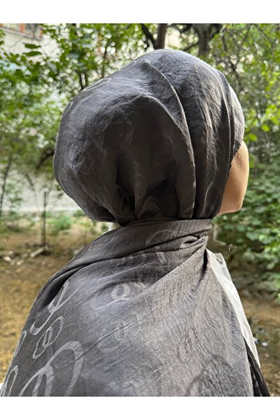 shalby شال جاكار من القطن الناعم ذو نمط حلقات صغيرة وكبيرة باللون الرمادي