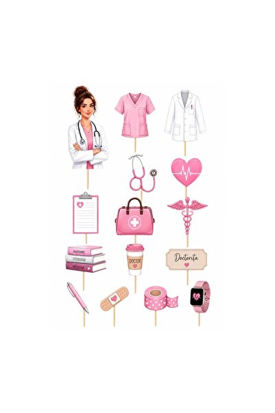 DecoParty Set de decorațiuni pentru tort – Tematică Doctoră, 15 piese, Carton...