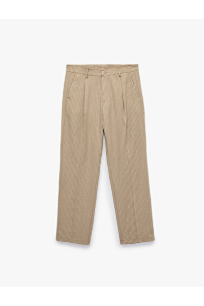 Koton Regular Fit Viscose Blend Pleated Fabric Trousers with Pockets